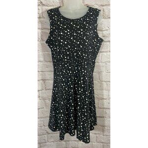 TITLE NINE Buttah Dress Sleeveless Black White Polka Dot Large Golf Pickleball